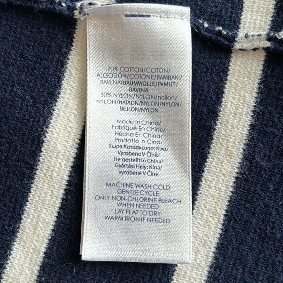 Chaps Navy White Striped Blazer Jacket Front Zip Up Size Medium - Picture 9 of 10